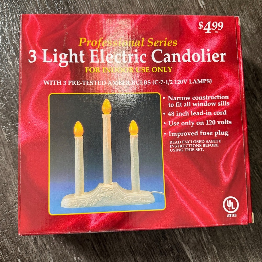 Vintage‎ Electric Candolier Ivory 3 Light Window Candelabra Christmas Decor
